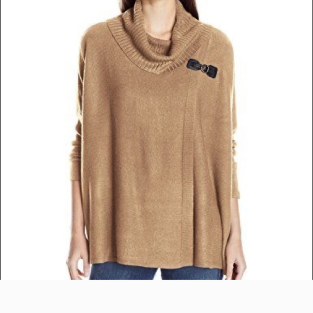 Napa Valley woman's open front cowl neck  Sweater size S/M Tan